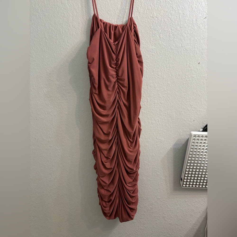 ASOS curve Strapless Ruched Dress - Rust - Picture 2 of 13